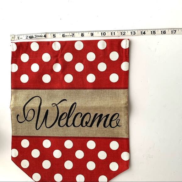 Welcome M monogram polkadot garden flag 13x18 - Picture 4 of 8